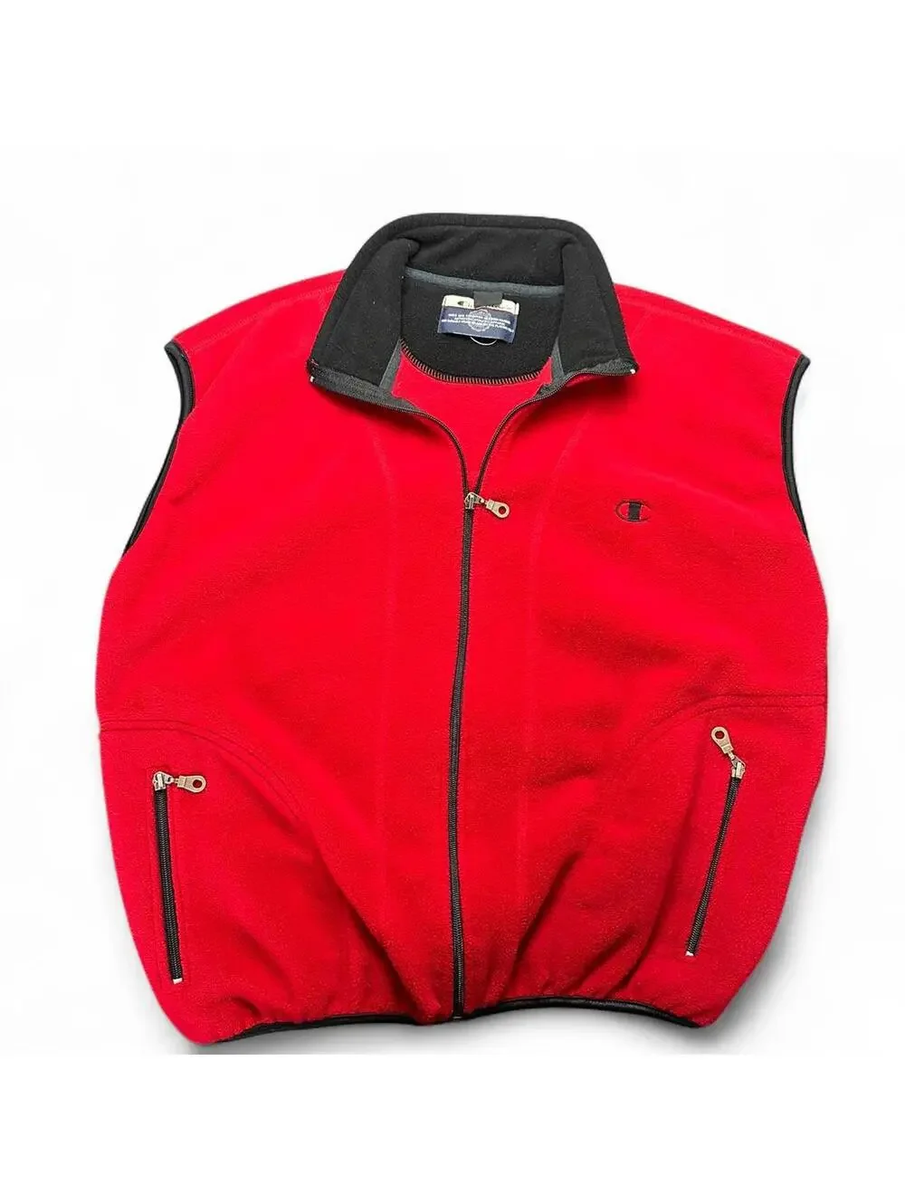 Vintage Champion Red Fleece Vest (L)